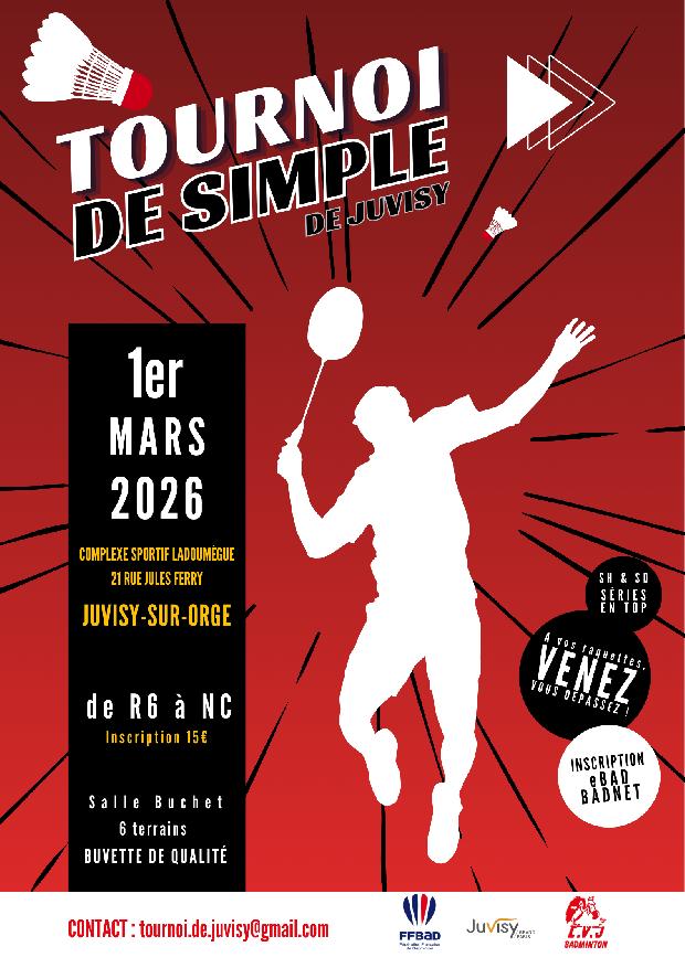 Tournoi de Simple 2026 du Volant de Juvisy